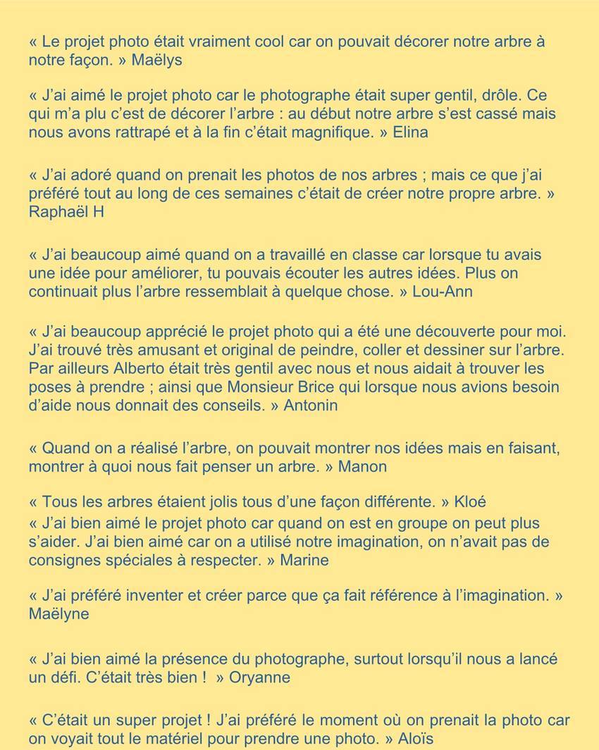 commentaires élèves